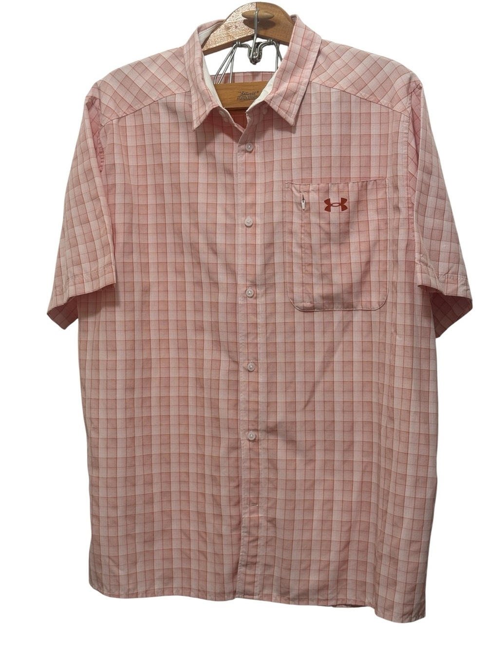 Under Armour Pink Plaid Short Sleeve Button-Down Shirt